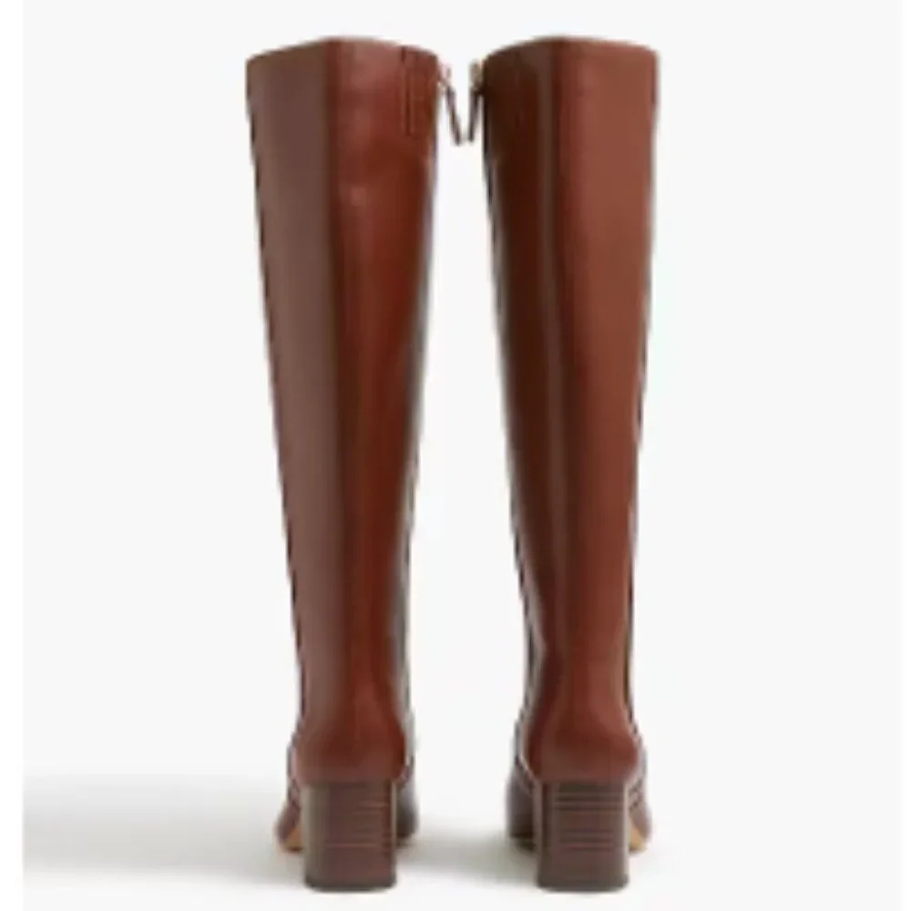 J Crew Women's Knee High Winter Boots Heeled Brown Side Zip Shoes Size 10